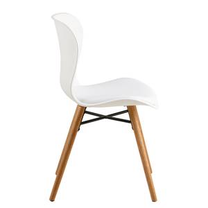 Chaises Livaras III Matière plastique / Chêne massif - Blanc / Chêne - Lot de 2