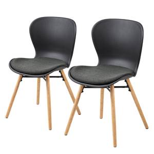 Chaises Livaras V (lot de 2) Matière plastique / Hévéa massif - Noir / Hévéa