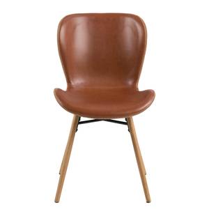 Gestoffeerde stoel Livaras Kunstleer Reena: Cognackleurig - Set van 2