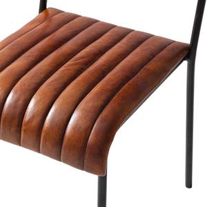 Chaises Timbo (lot de 2) Cuir véritable / Métal -Marron cognac / Noir