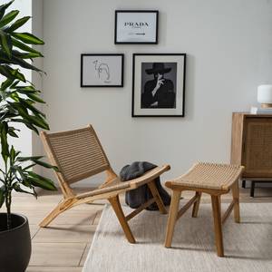 Hocker SULINA Papiergeflecht / Teakholz massiv - Natur / Teak