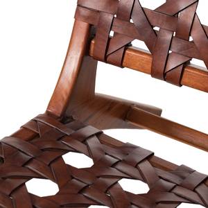 Sedia lounge Copan Vera pelle/legno di teak massello - marrone cognac/teak