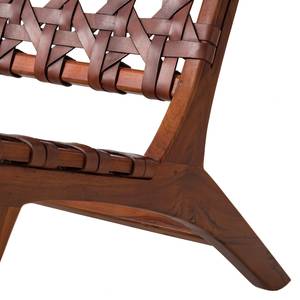 Sedia lounge Copan Vera pelle/legno di teak massello - marrone cognac/teak