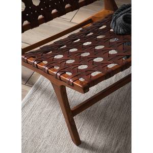 Sedia lounge Copan Vera pelle/legno di teak massello - marrone cognac/teak