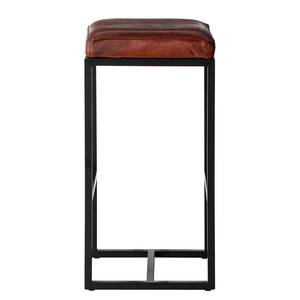 Tabouret de bar Woodson Cuir véritable / Métal -Marron cognac / Noir