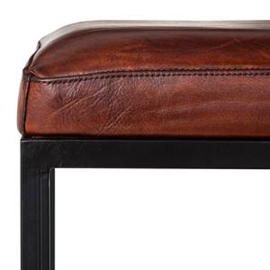 Tabouret de bar Woodson Cuir véritable / Métal -Marron cognac / Noir