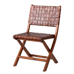 Chaise Bourbourg Cuir tressé / Teck massif - marron cognac / Teck