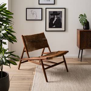 Loungesessel Howden Kuhfell / Teakholz massiv - Kuhmuster / Teak