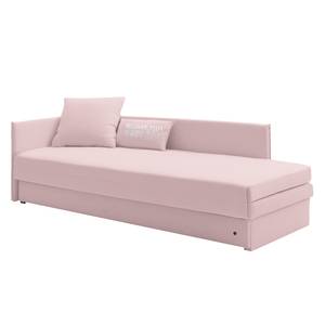 Schlafsofa Guest Webstoff Mauve - Armlehne davorstehend links - 2 Kissen