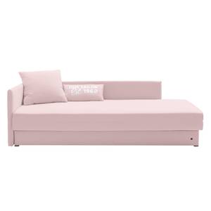 Schlafsofa Guest Webstoff Mauve - Armlehne davorstehend links - 2 Kissen