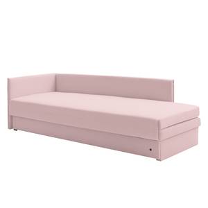 Schlafsofa Guest Webstoff Mauve - Armlehne davorstehend links - 2 Kissen