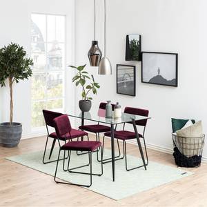 Eetkamerstoelen Paulista (set van 2) fluweel/ijzer - zwart - Bordeauxrood