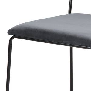 Chaises Paulista (lot de 2) Velours / Fer - Noir - Gris foncé