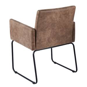 Chaises à accoudoirs Dullin (lot de 2) Microfibre / Métal - Noir - Marron vintage