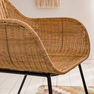 Sedia con braccioli Vuna Rattan / Metallo - Rattan Naturale / Nero