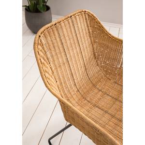 Sedia con braccioli Vuna Rattan / Metallo - Rattan Naturale / Nero