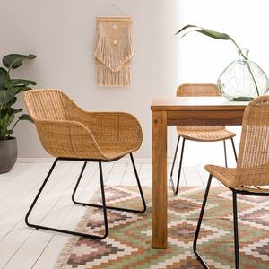 Sedia con braccioli Vuna Rattan / Metallo - Rattan Naturale / Nero