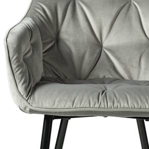 Chaise à accoudoirs TILLY Velours / Métal - Noir - Velours Vilda: Gris - 1 chaise