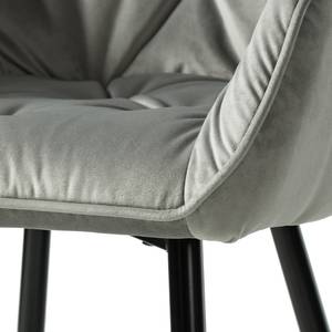 Chaise à accoudoirs Tilly Velours / Métal - Noir - Velours Vilda: Gris - 1 chaise
