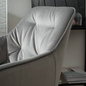 Chaise à accoudoirs TILLY Velours / Métal - Noir - Velours Vilda: Gris - 1 chaise