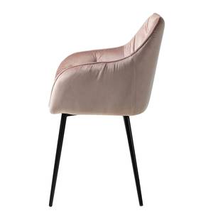 Chaise à accoudoirs TILLY Velours / Métal - Noir - Velours Vilda: Rose vieilli - 1 chaise