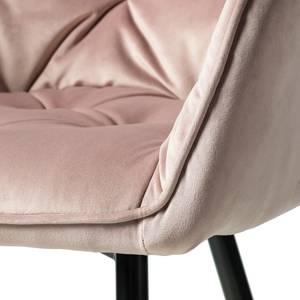 Armleunstoel Tilly fluweel/metaal - zwart - Velours Vilda: Oud pink - Stoel