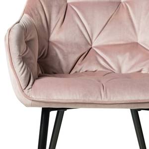 Sedia con braccioli Tilly Velluto/Metallo - Nero - Velluto Vilda: rosa anticato - 1 sedia
