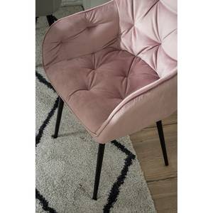 Armleunstoel Tilly fluweel/metaal - zwart - Velours Vilda: Oud pink - Stoel