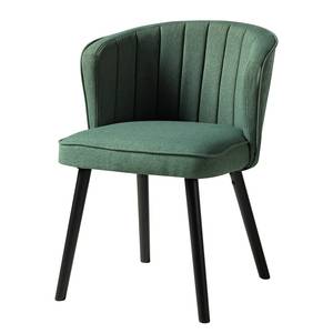 Chaise capitonnée Sollia Tissu / Hêtre massif - Noir - Vert