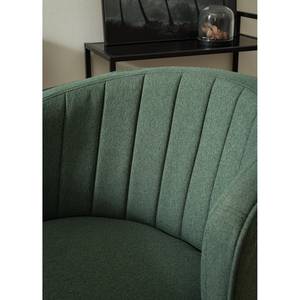 Chaise capitonnée Sollia Tissu / Hêtre massif - Noir - Vert