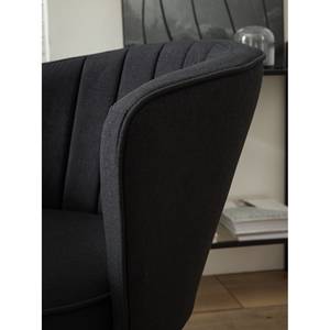 Chaise capitonnée Sollia Tissu / Hêtre massif - Noir - Noir