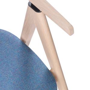 Chaise à accoudoirs Ava I Tissu / Chêne massif - Chêne clair - Bleu jean