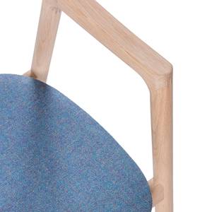 Chaise à accoudoirs Muna I Tissu / Chêne massif - Chêne clair - Bleu jean