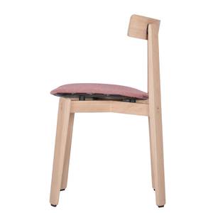 Chaises à accoudoirs Nora I (lot de 2) Tissu / Chêne massif - Chêne clair - Rouge pastel