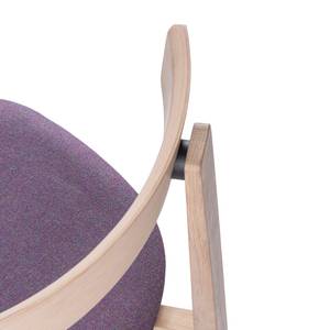 Chaises à accoudoirs Nora I (lot de 2) Tissu / Chêne massif - Chêne clair - Aubergine