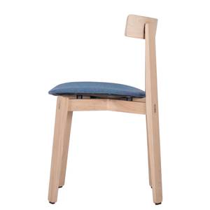 Chaises à accoudoirs Nora I (lot de 2) Tissu / Chêne massif - Chêne clair - Bleu jean