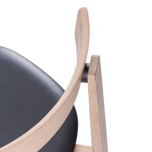 Chaises à accoudoirs Nora II (lot de 2) Cuir véritable / Chêne massif - Chêne clair - Noir