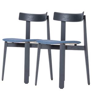 Chaises à accoudoirs Nora III (lot de 2) Tissu / Chêne massif - Chêne noir