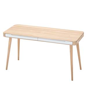 Bureau Loca deels massief eikenhout - licht eikenhout/wit - Licht geoliede wild eikenhouten look