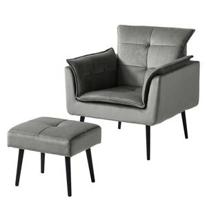 Fauteuil Trilla incl. hocker - fluweel - grijs