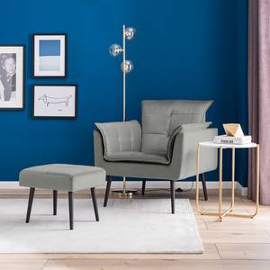 Fauteuil Trilla incl. hocker - fluweel - grijs