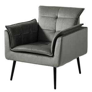 Fauteuil Trilla incl. hocker - fluweel - grijs