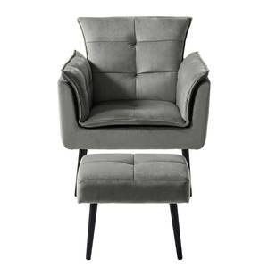 Fauteuil Trilla Avec repose-pieds - Velours - Gris