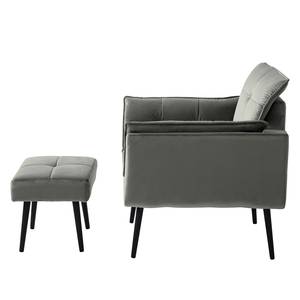 Fauteuil Trilla incl. hocker - fluweel - grijs