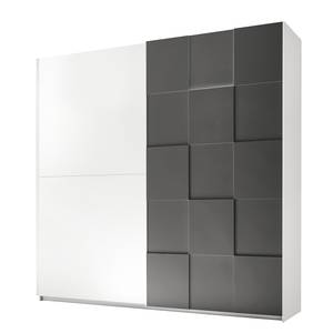 Armoire à portes coulissantes Coux Blanc / Graphite - Largeur : 220 cm