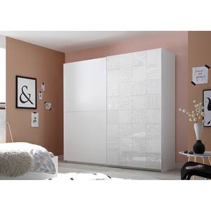 Armoire à porte coulissante Laussonne Blanc brillant / Blanc mat - Largeur : 220 cm