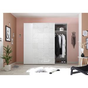 Armoire à porte coulissante Laussonne Blanc brillant / Blanc mat - Largeur : 220 cm