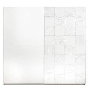 Armoire à porte coulissante Laussonne Blanc brillant / Blanc mat - Largeur : 220 cm