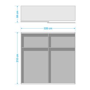 Armoire à porte coulissante Laussonne Blanc brillant / Blanc mat - Largeur : 220 cm