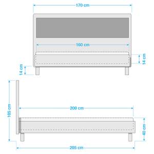 Lit Laussonne I Blanc / Imitation chêne de Sonoma - 160 x 200cm